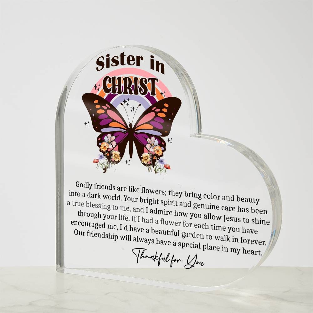 Sister in Christ butterfly heart acrylic plaque gifts for Christian – view 7