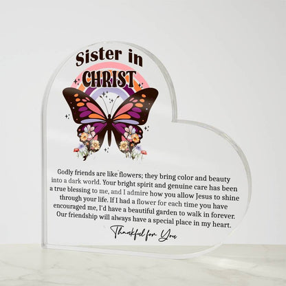 Sister in Christ butterfly heart acrylic plaque gifts for Christian – view 6