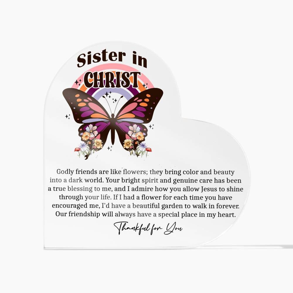Sister in Christ butterfly heart acrylic plaque gifts for Christian – view 5