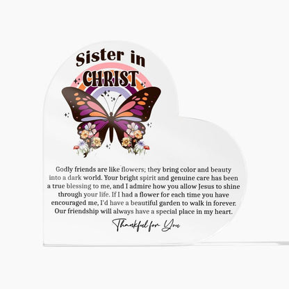 Sister in Christ butterfly heart acrylic plaque gifts for Christian – view 5