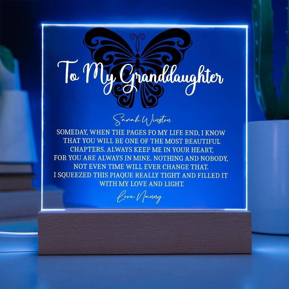 Granddaughter butterfly Square acrylic plaque gift from grandma – view 4