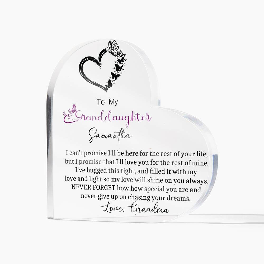 Granddaughter Butterfly Heart Acrylic Plaque gift from Grandma – view 9