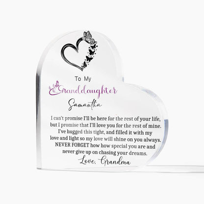 Granddaughter Butterfly Heart Acrylic Plaque gift from Grandma – view 9