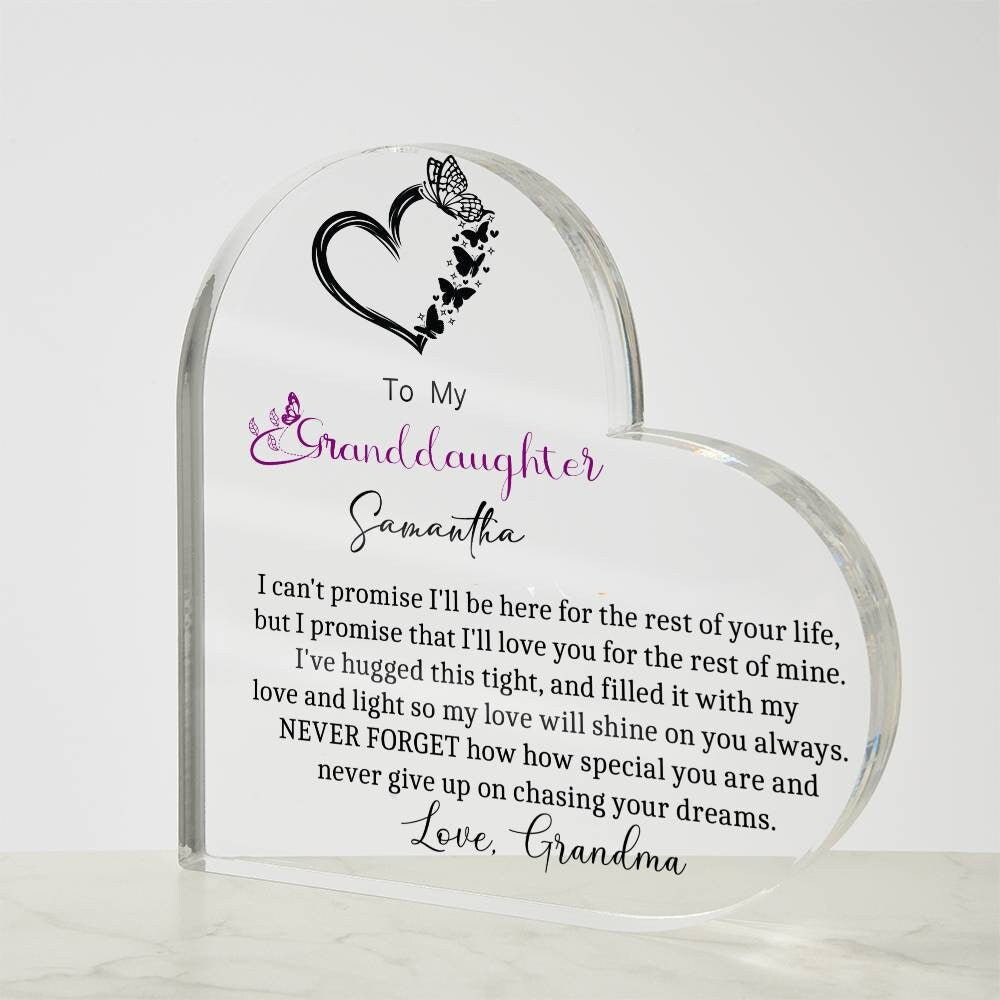 Granddaughter Butterfly Heart Acrylic Plaque gift from Grandma – view 8