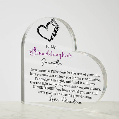 Granddaughter Butterfly Heart Acrylic Plaque gift from Grandma – view 8