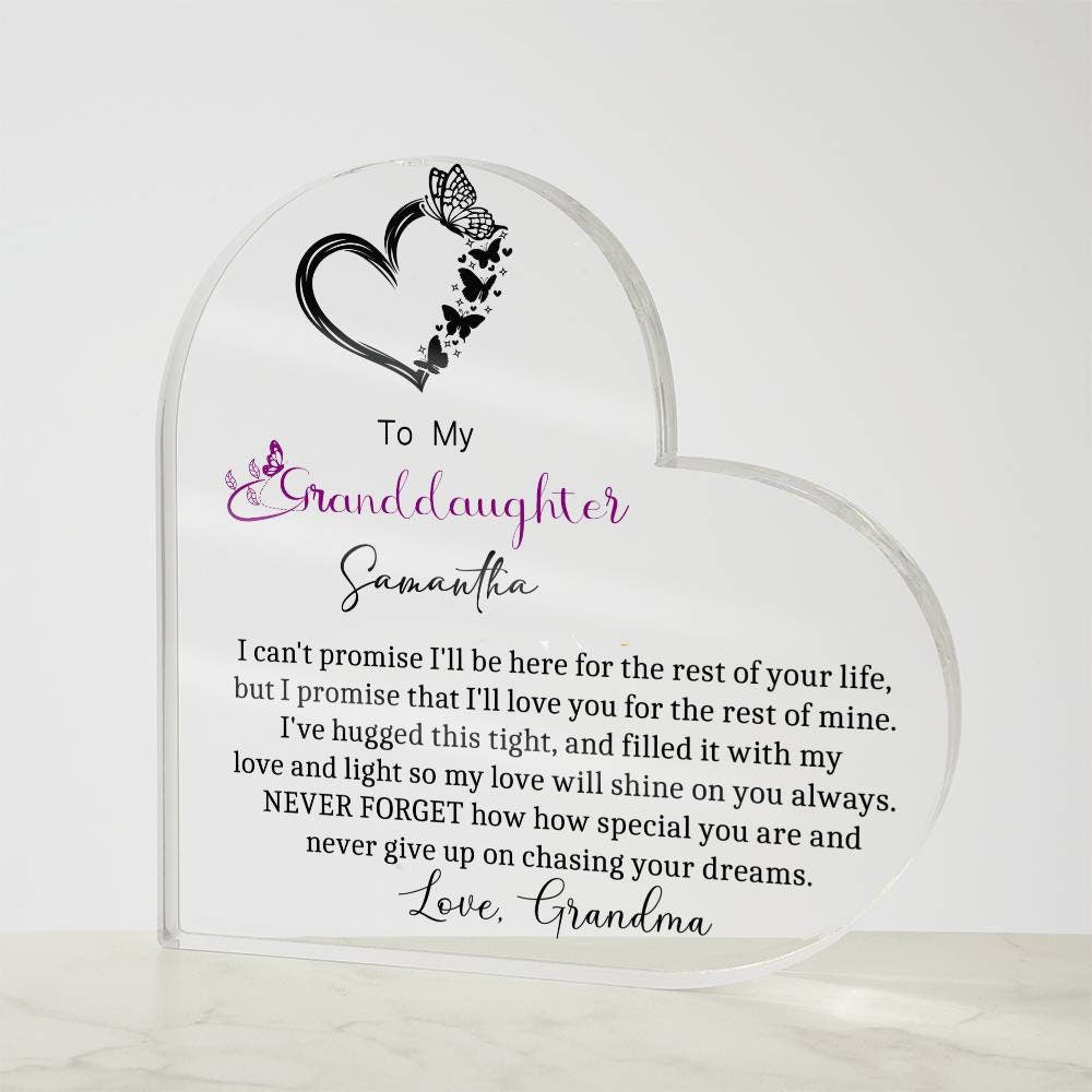 Granddaughter Butterfly Heart Acrylic Plaque gift from Grandma – view 7
