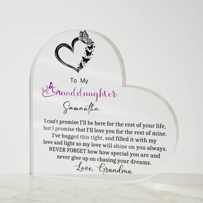 Granddaughter Butterfly Heart Acrylic Plaque gift from Grandma – view 7