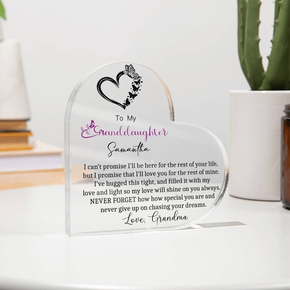 Granddaughter Butterfly Heart Acrylic Plaque gift from Grandma