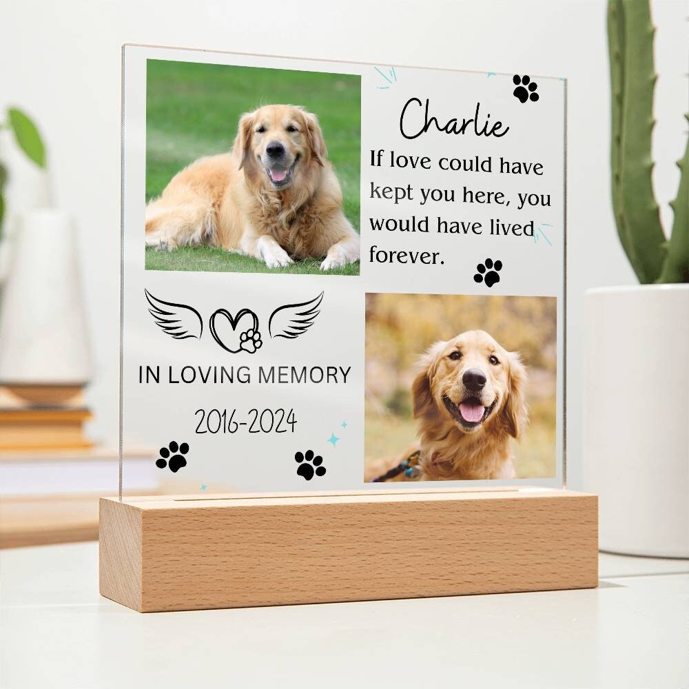 Pet memorial custom photo plaque in loving memory of pet loss
