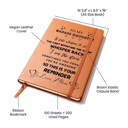 To my Badass Daughter Personalized Leather Journal – view 2