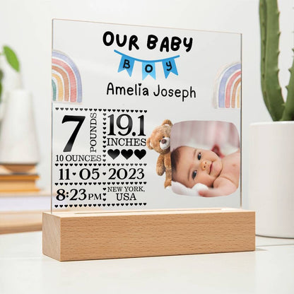 New Born Baby Birth Statistics and Photo Acrylic Plaque Baby gift – view 10
