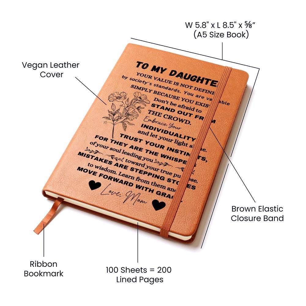 Personalized To My Daughter Leather Journal – Daughter Gifts from Mom – view 3