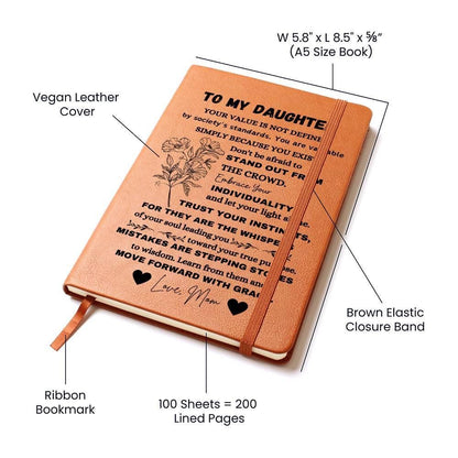 Personalized To My Daughter Leather Journal – Daughter Gifts from Mom – view 3