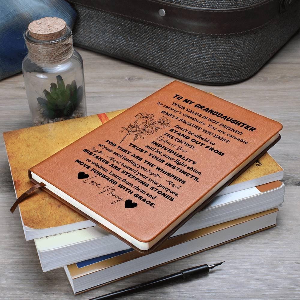 To My Granddaughter Personalized Leather Journal From Grandma – view 5