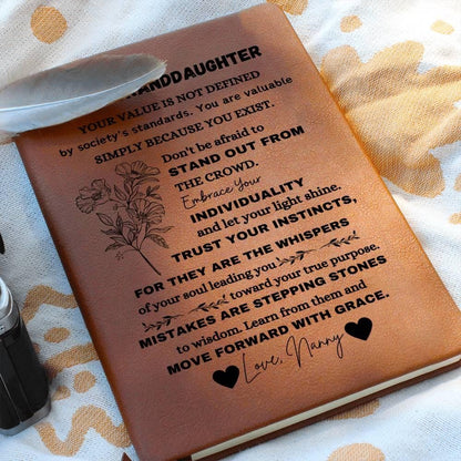 To My Granddaughter Personalized Leather Journal From Grandma – view 7
