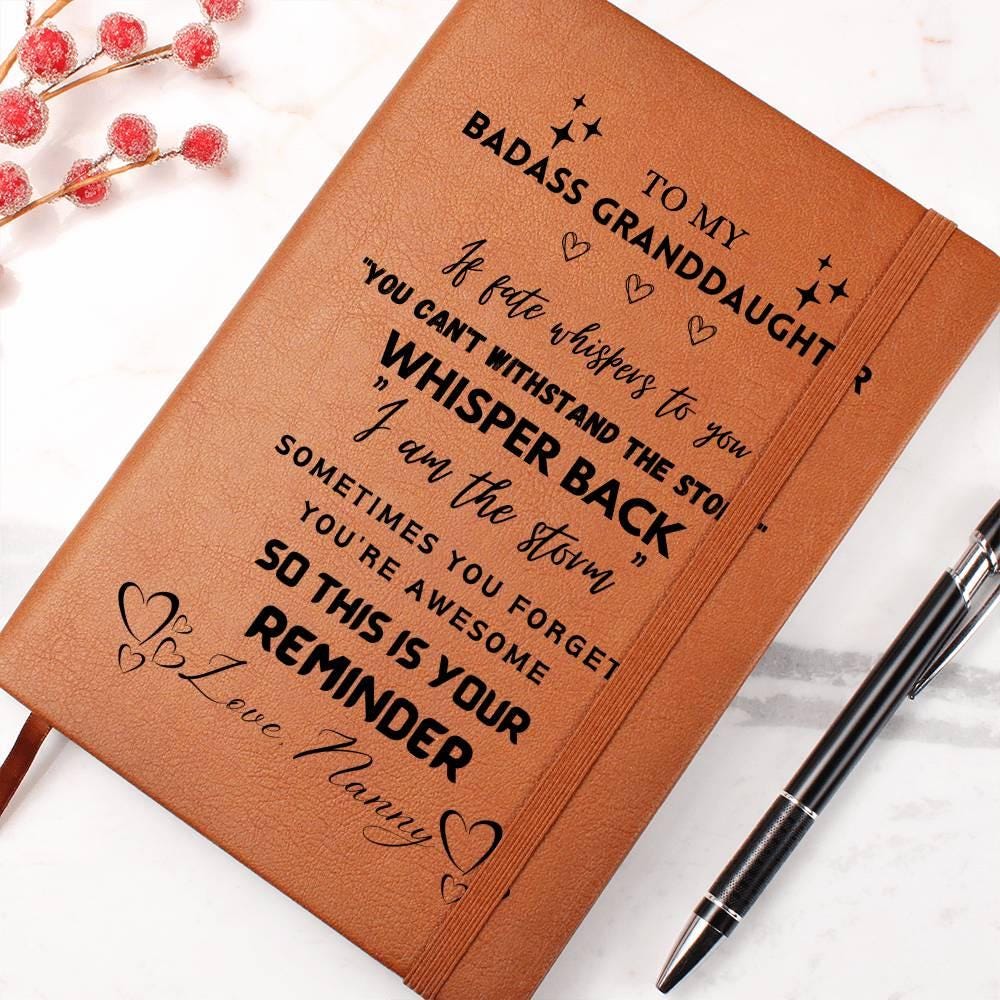 To My Badass Granddaughter Personalized Leather Journal – view 9