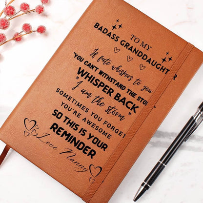 To My Badass Granddaughter Personalized Leather Journal – view 9