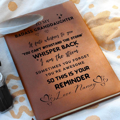 To My Badass Granddaughter Personalized Leather Journal – view 7