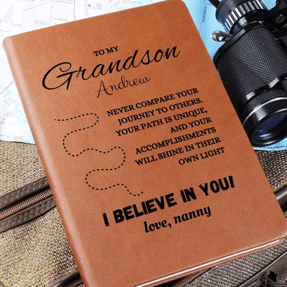 To my Grandson Custom Name Leather Journal – Grandson Birthday gifts – view 8