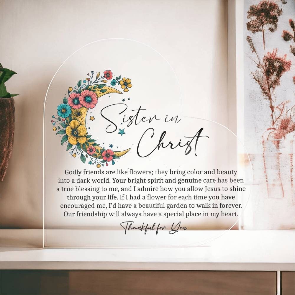 Sister in Christ friendship heart Acrylic plaque – view 4