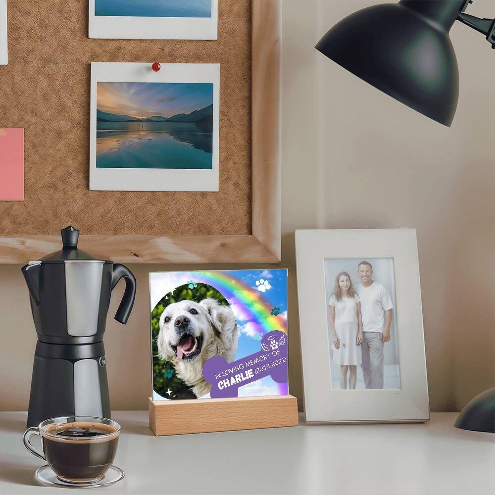 Custom Pet Loss Memorial Photo Plaque with Name and Dates – view 4