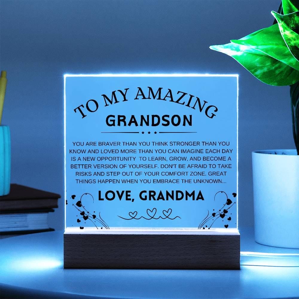 Personalized Grandson Nightlight LED Acrylic Plaque – view 2