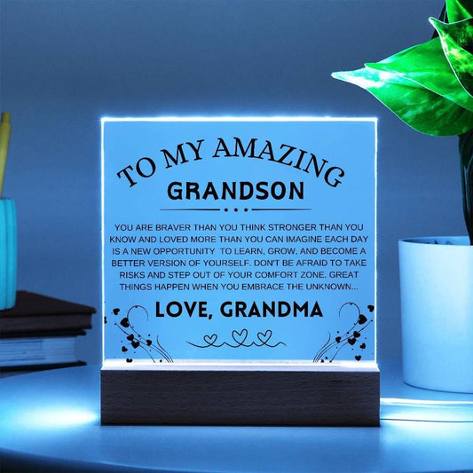 Personalized Grandson Nightlight LED Acrylic Plaque – view 2