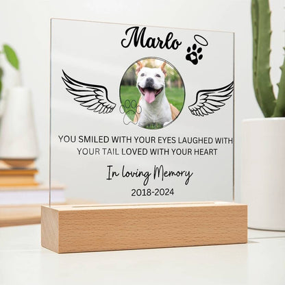 Custom Pet Memorial Photo Frame with Name and Dates - Personalized