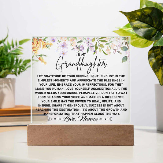 To My Granddaughter Personalized Floral Acrylic Plaque