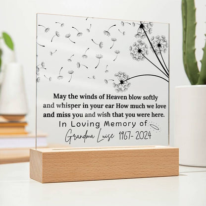 May the winds of heaven memorial plaque – sympathy gift