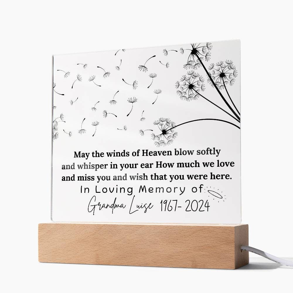 May the winds of heaven memorial plaque – sympathy gift – view 3