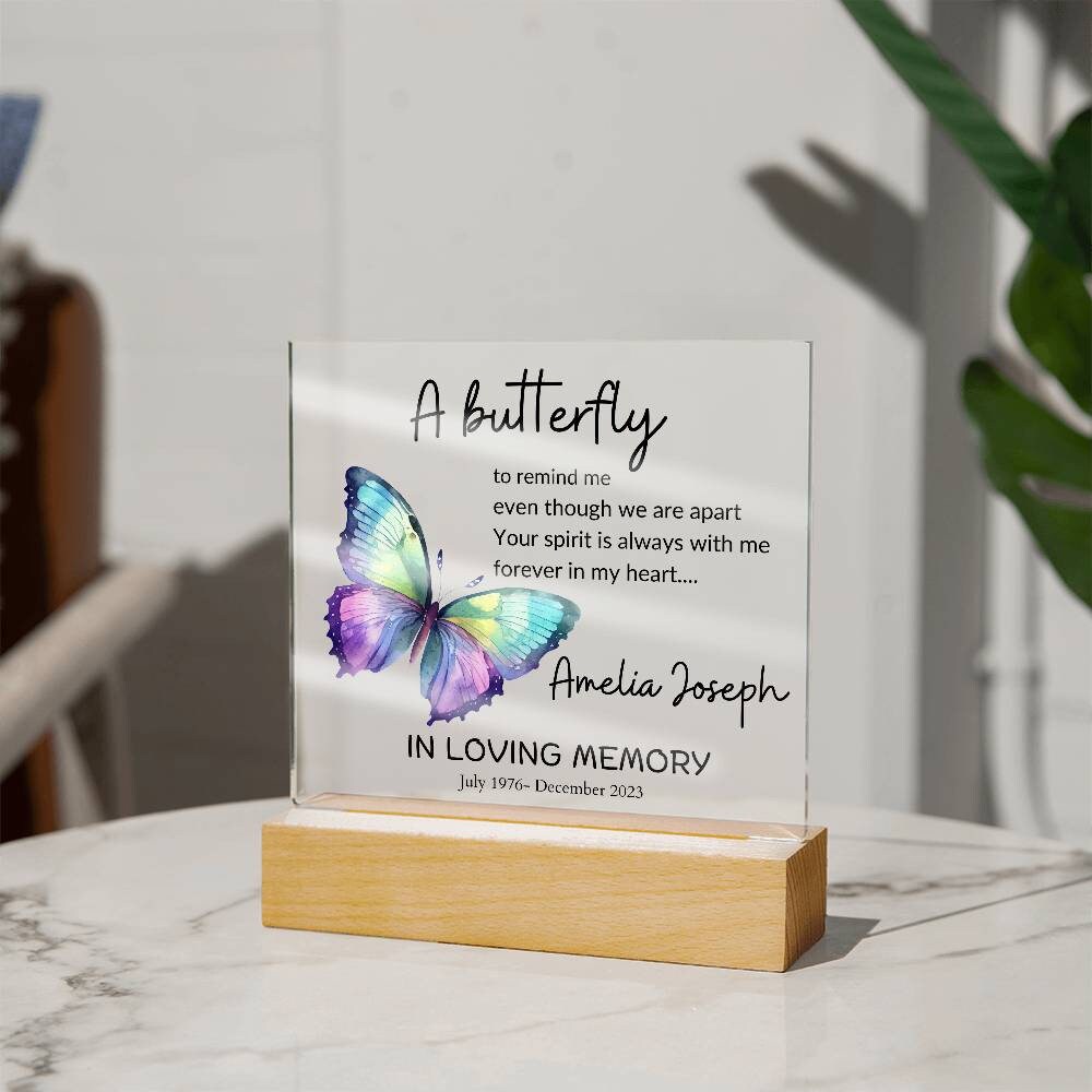 Loss of loved one butterfly memorial remembrance plaque – in memory – view 10