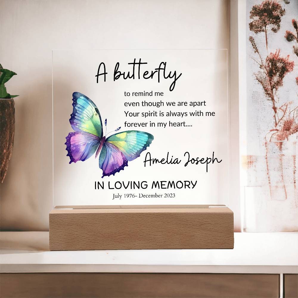 Loss of loved one butterfly memorial remembrance plaque – in memory – view 5
