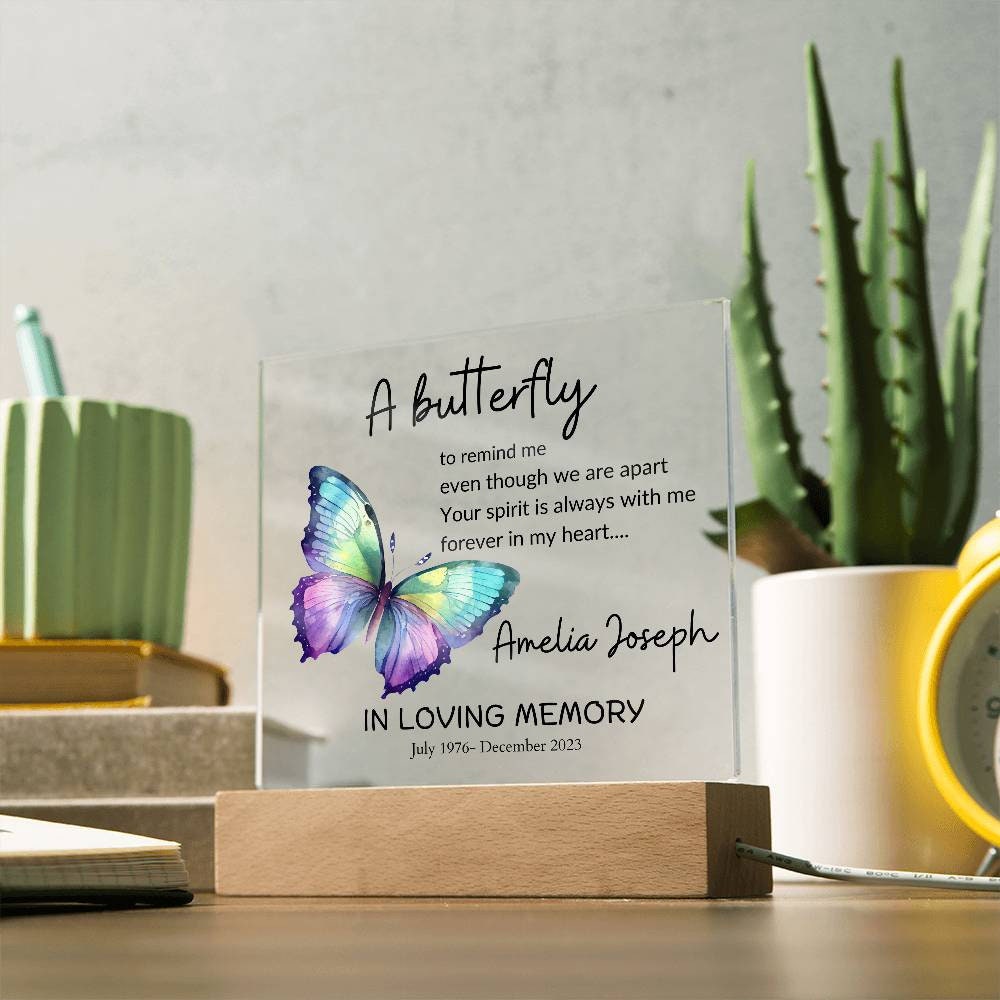 Loss of loved one butterfly memorial remembrance plaque – in memory – view 3