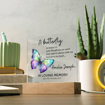 Loss of loved one butterfly memorial remembrance plaque – in memory – view 3