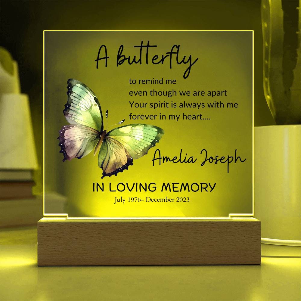 Loss of loved one butterfly memorial remembrance plaque – in memory – view 2
