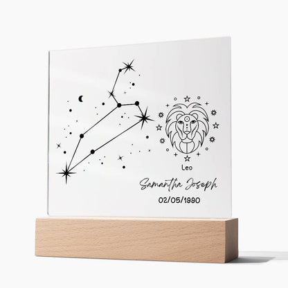 Personalized Leo Star Sign Zodiac Plaque Night Light Astrology gifts – view 2