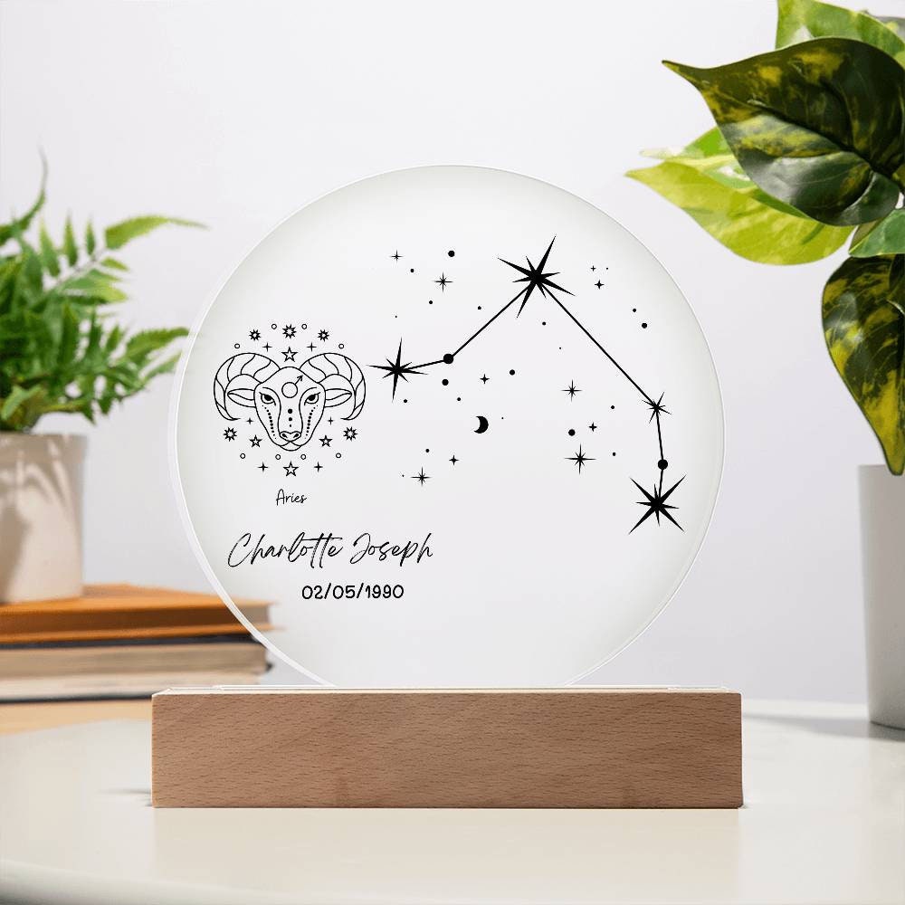 Personalized Aries Zodiac star sign plaque – view 3