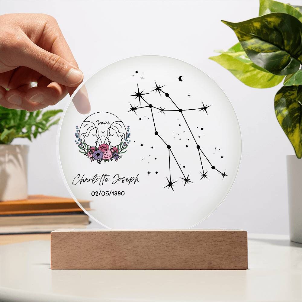 Gemini Zodiac Star Sign Plaque – Zodiac horoscope gift – view 2