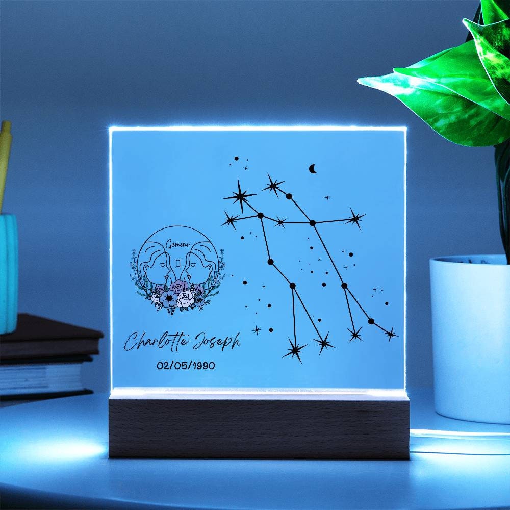 Gemini Zodiac Star Sign Plaque – Zodiac horoscope gift – view 5