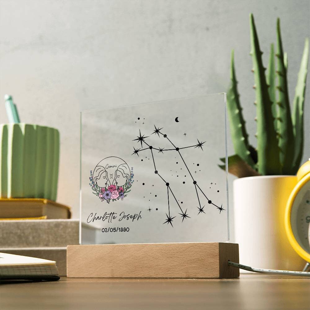 Gemini Zodiac Star Sign Plaque – Zodiac horoscope gift – view 4
