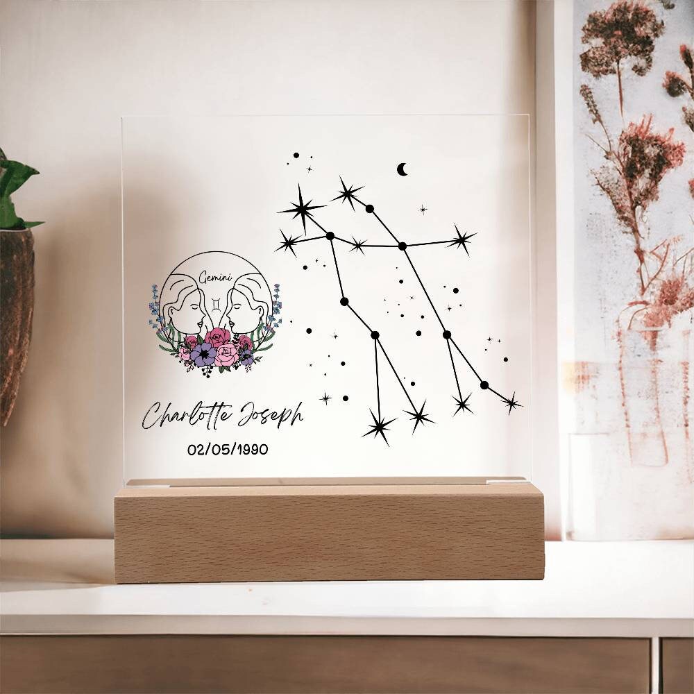 Gemini Zodiac Star Sign Plaque – Zodiac horoscope gift – view 9