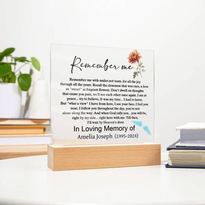 Remember me memorial plaque – sympathy gift – view 3