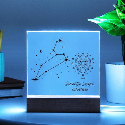 Personalized Leo Star Sign Zodiac Plaque Night Light Astrology gifts