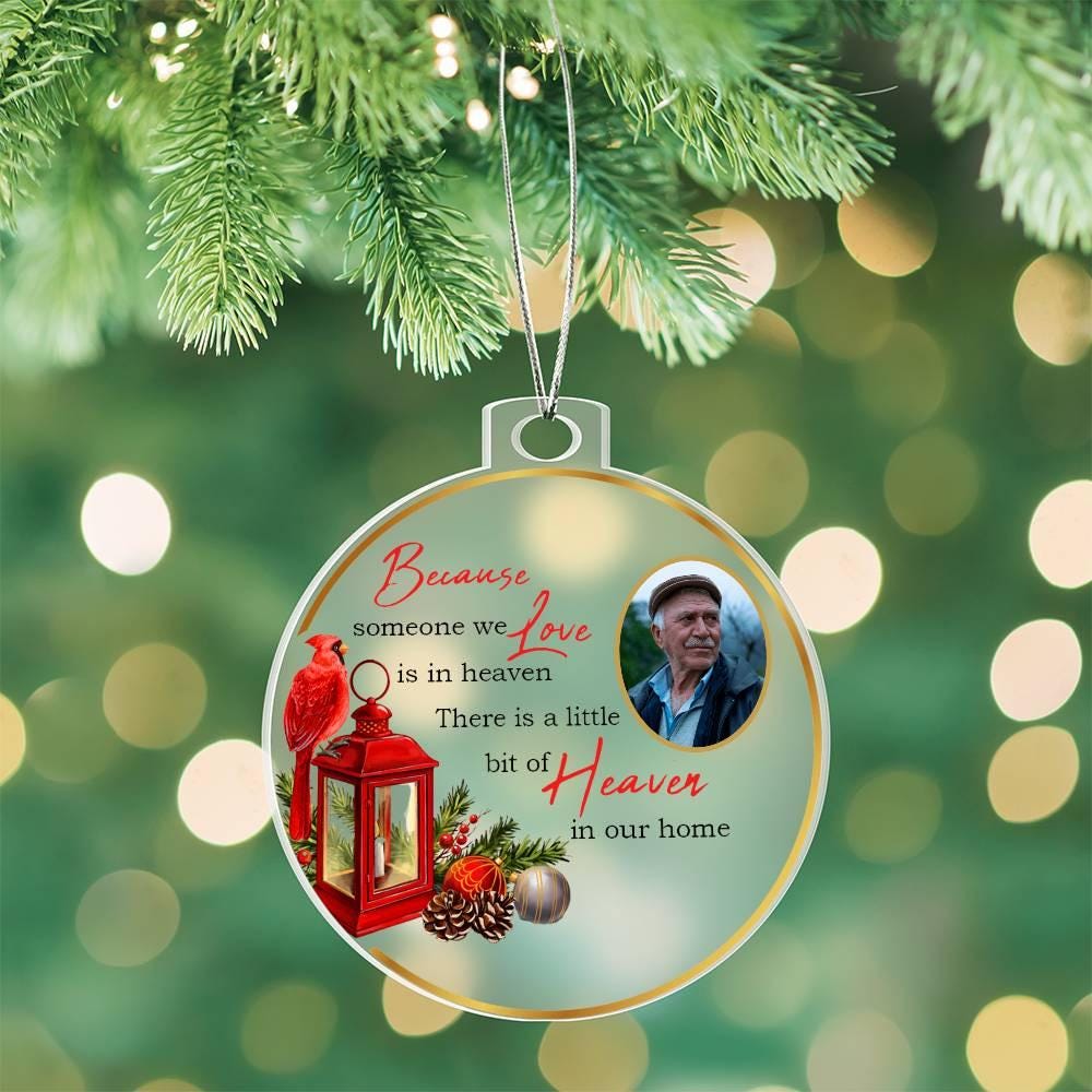 Custom Photo Christmas Memorial Acrylic ornament – Sympathy gift – view 4
