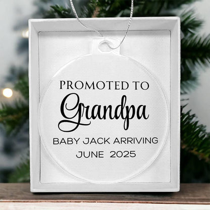 Promoted to Grandpa Baby Announcement Acrylic Ornament
