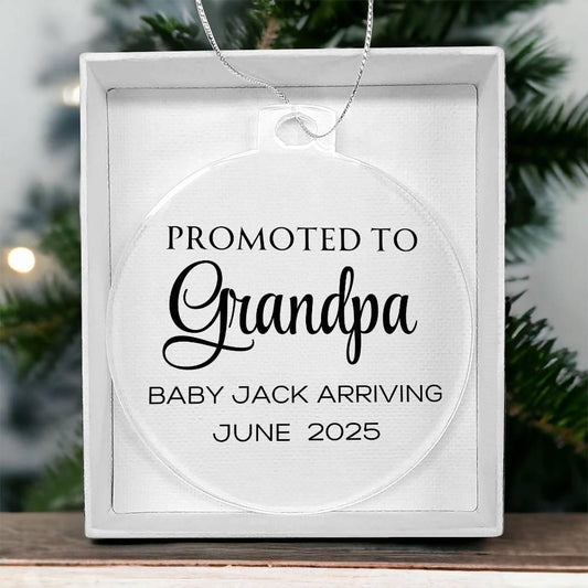 Promoted to Grandpa Baby Announcement Acrylic Ornament
