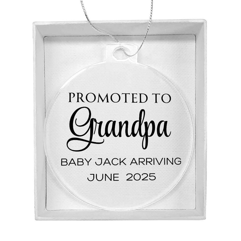 Promoted to Grandpa Baby Announcement Acrylic Ornament – view 5
