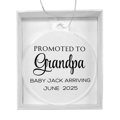 Promoted to Grandpa Baby Announcement Acrylic Ornament – view 5