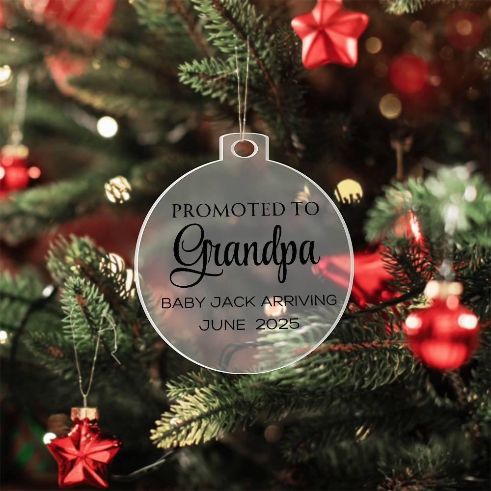 Promoted to Grandpa Baby Announcement Acrylic Ornament – view 3